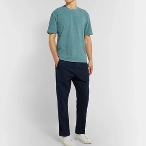 Sunspel Teal Blue Cotton Terry Short Sleeve Crewneck T-Shirt LG